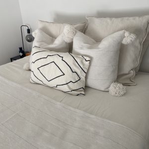 Housse de coussin blanc & rayures argent