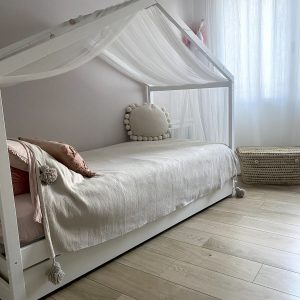 Plaid à pompons M/L en laine